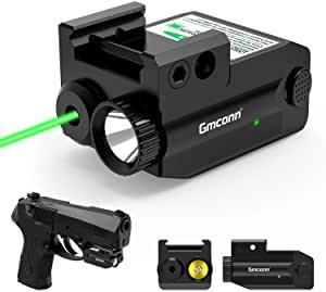 Gmconn Green Laser Sight,350 lm Gun Flashlight with Green Sight for Pistol,Compact Rail Mount Tactical Flashlight, USB Rechargeable Weapon Light with LED and Green Laser, for Pistols/Handguns