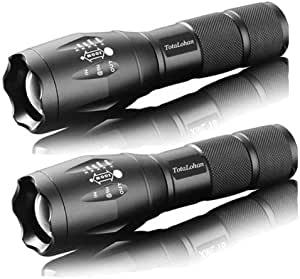 TC1200 Military Grade 2000 Lumen 5 Mode LED Tactical Flashlight Torch for Hurricane Camping Biking Hiking Home Emergency,2 Pack